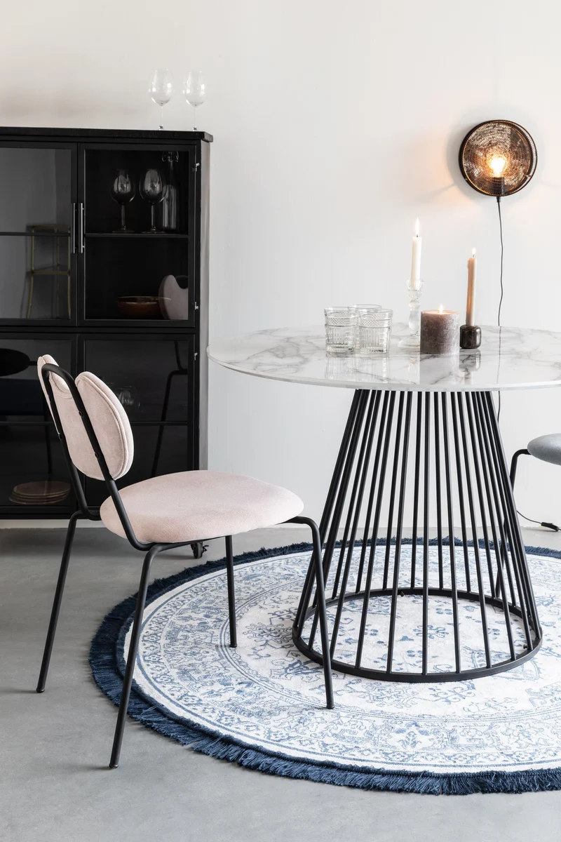 White Label Living Esstisch Floris – Schwarz, Metall, 110 × 110 × 75 cm