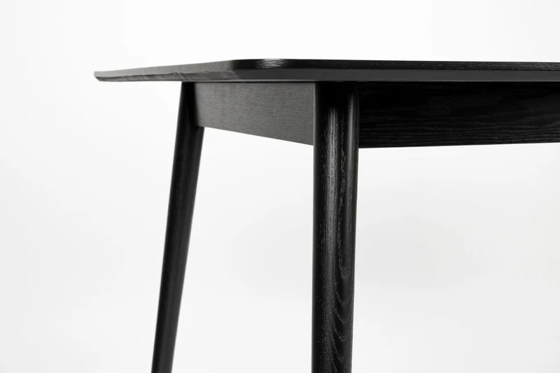 White Label Living Esstisch Fabio 160 × 80 cm – Schwarz, Massives Eichenholz