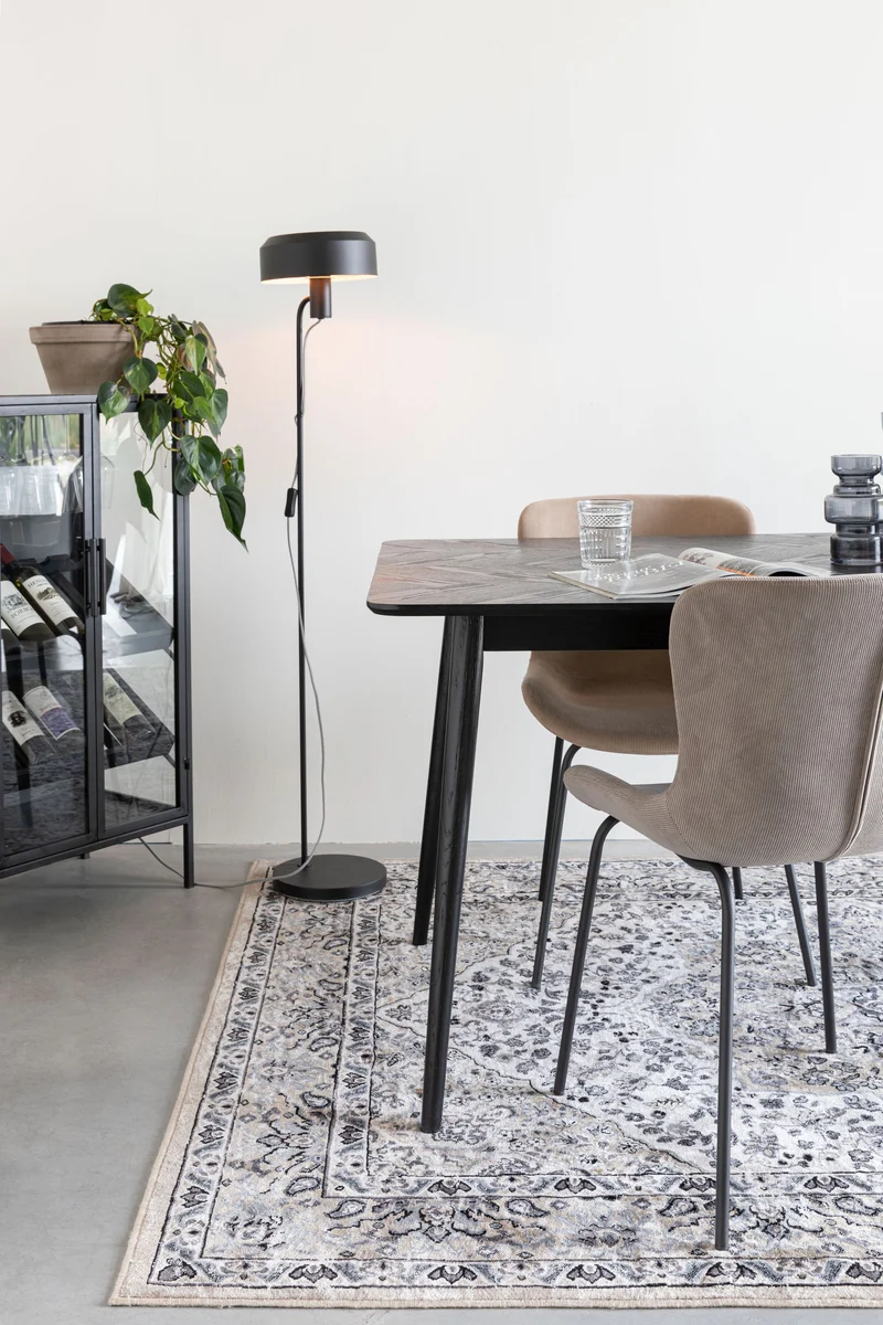 White Label Living Esstisch Fabio 180 × 90 cm – Schwarz, Massives Eichenholz