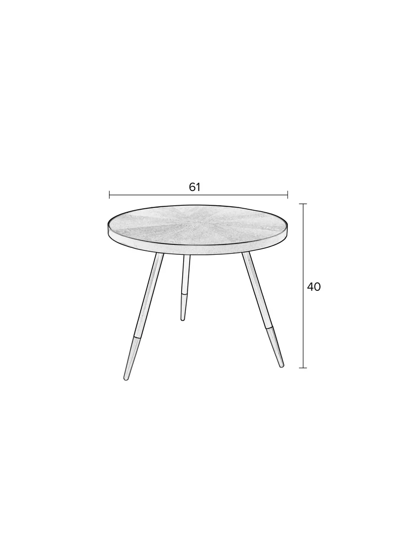 White Label Living Couchtisch Denise – Gold, Holz, 61 × 61 × 40 cm