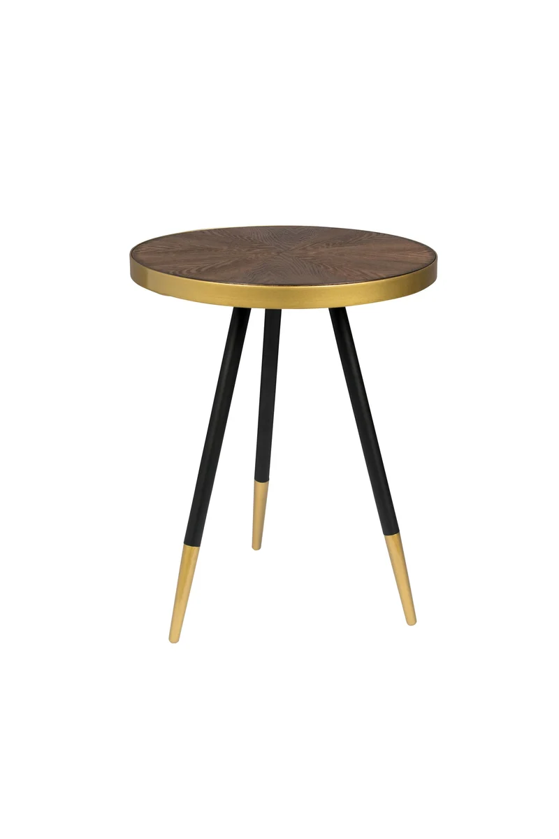 White Label Living Beistelltisch Denise – Gold, Holz, 44 × 44 × 45 cm