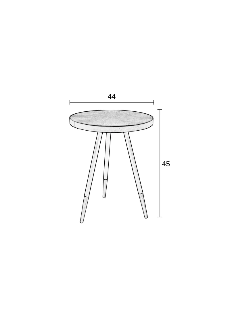 White Label Living Beistelltisch Denise – Gold, Holz, 44 × 44 × 45 cm