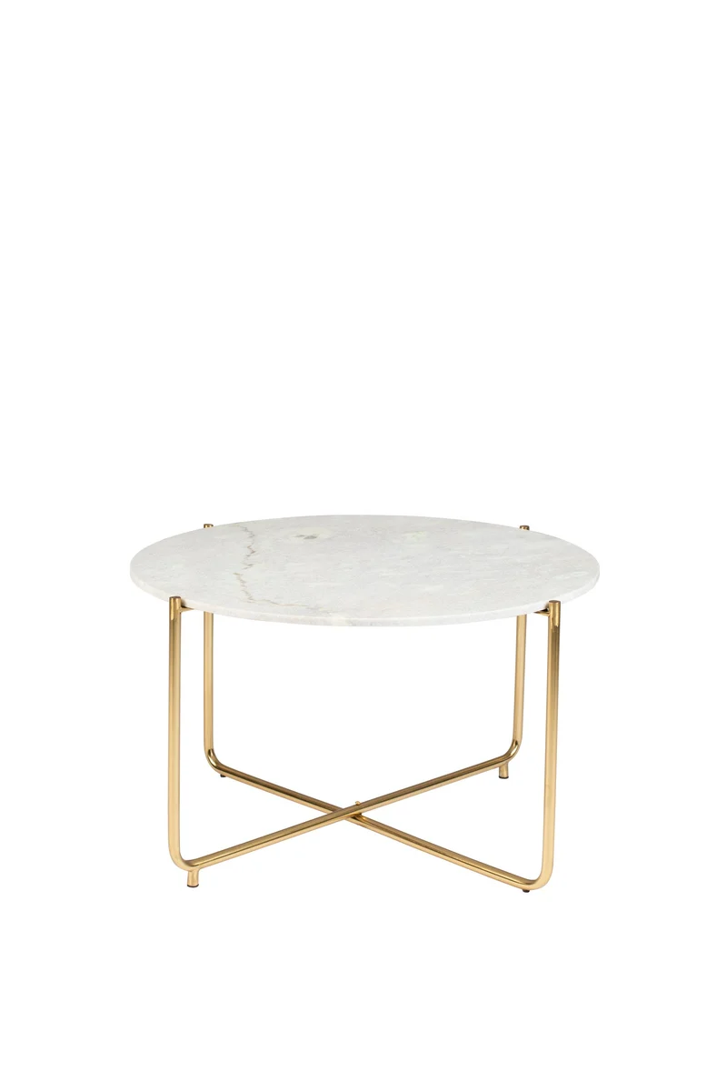 White Label Living Couchtisch Timpa Marble – Weiß, Marmor, 70 × 70 × 40 cm