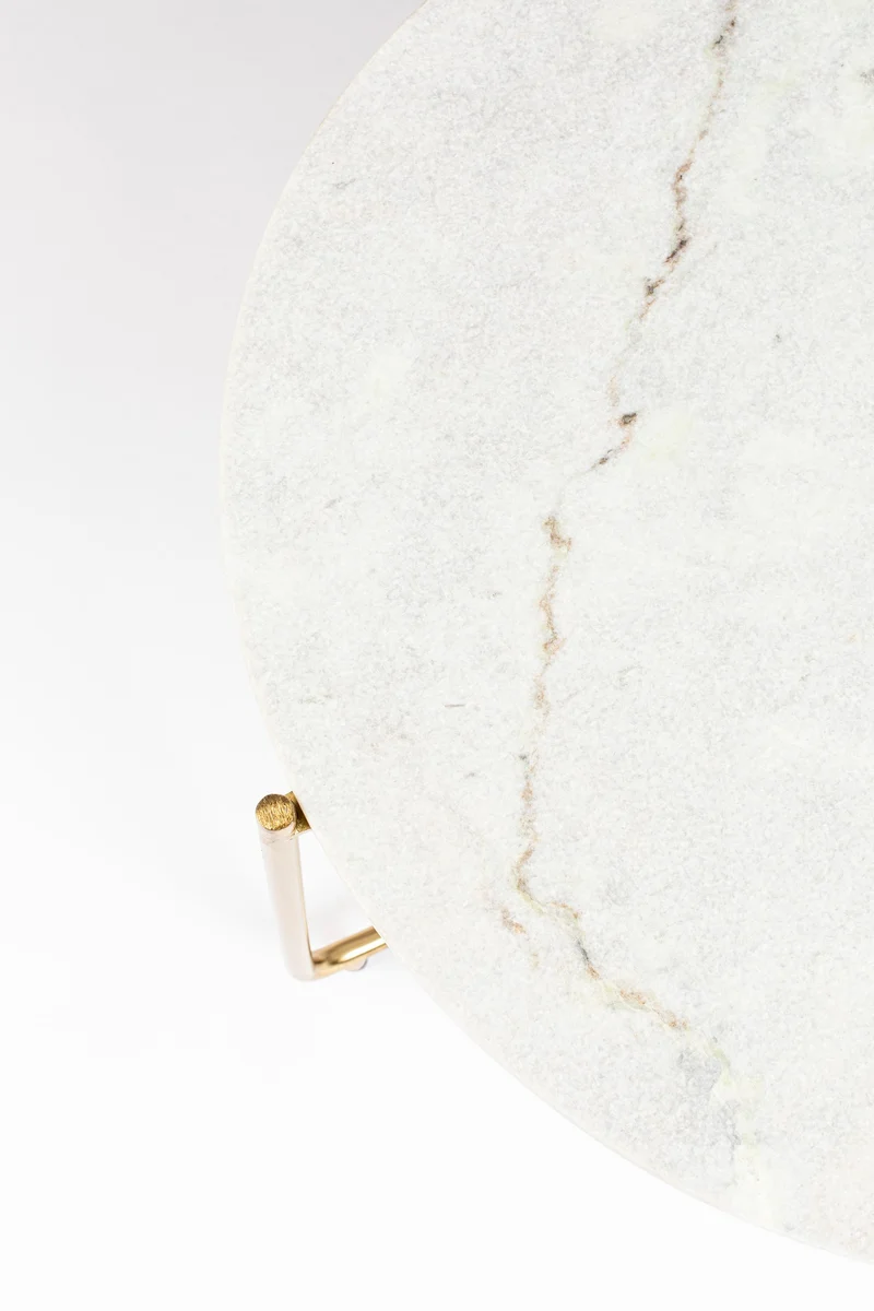 White Label Living Couchtisch Timpa Marble – Weiß, Marmor, 70 × 70 × 40 cm