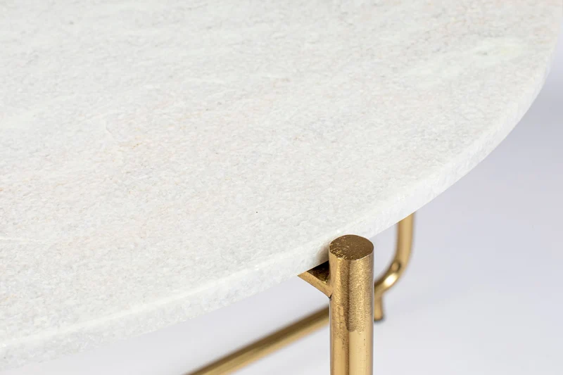 White Label Living Couchtisch Timpa Marble – Weiß, Marmor, 70 × 70 × 40 cm