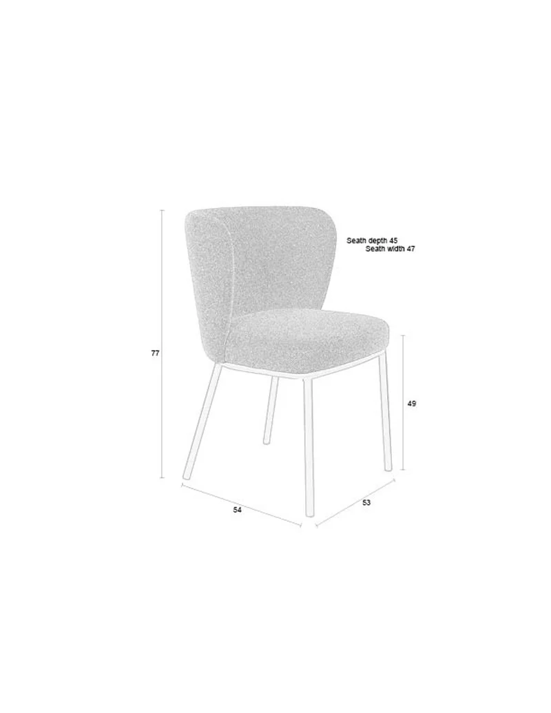 White Label Living Stuhl Guus – Braun, Metall, 53 × 55 × 77 cm, 2er-Set