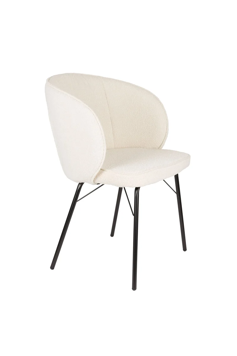 White Label Living Stuhl Joa – Weiß, Polyester, 60 × 59,5 × 81 cm, 2er-Set