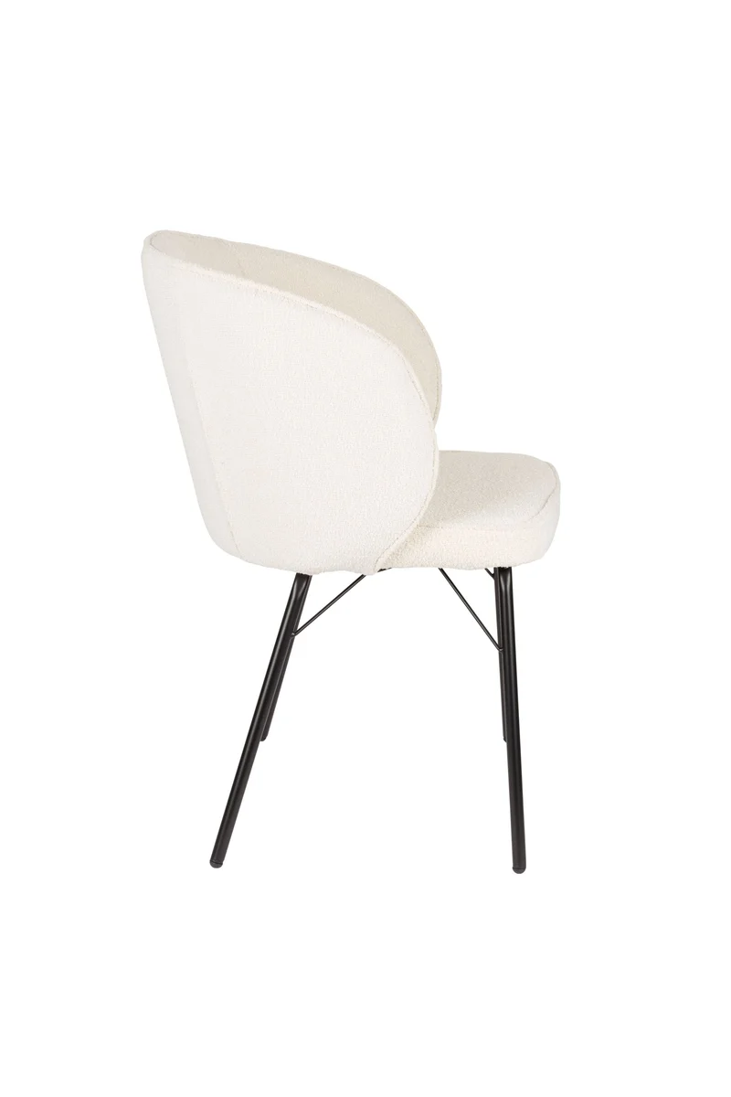 White Label Living Stuhl Joa – Weiß, Polyester, 60 × 59,5 × 81 cm, 2er-Set