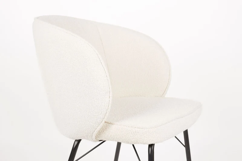 White Label Living Stuhl Joa – Weiß, Polyester, 60 × 59,5 × 81 cm, 2er-Set