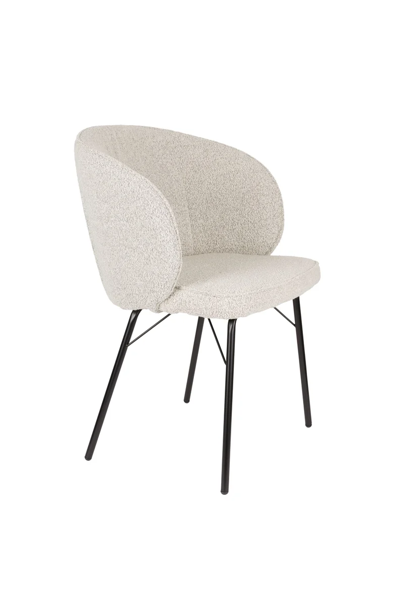 White Label Living Stuhl Joa – Beige, Polyester, 60 × 59,5 × 81 cm, 2er-Set