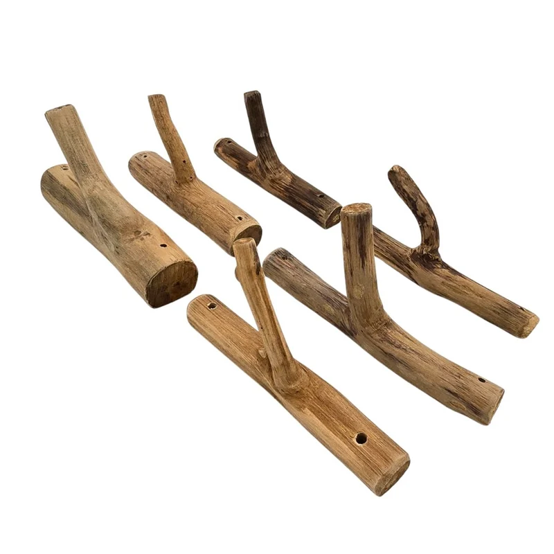 Garderobenhaken 6er Set LIMB | Teakholz Wurzel, Kleiderhaken Wandhaken