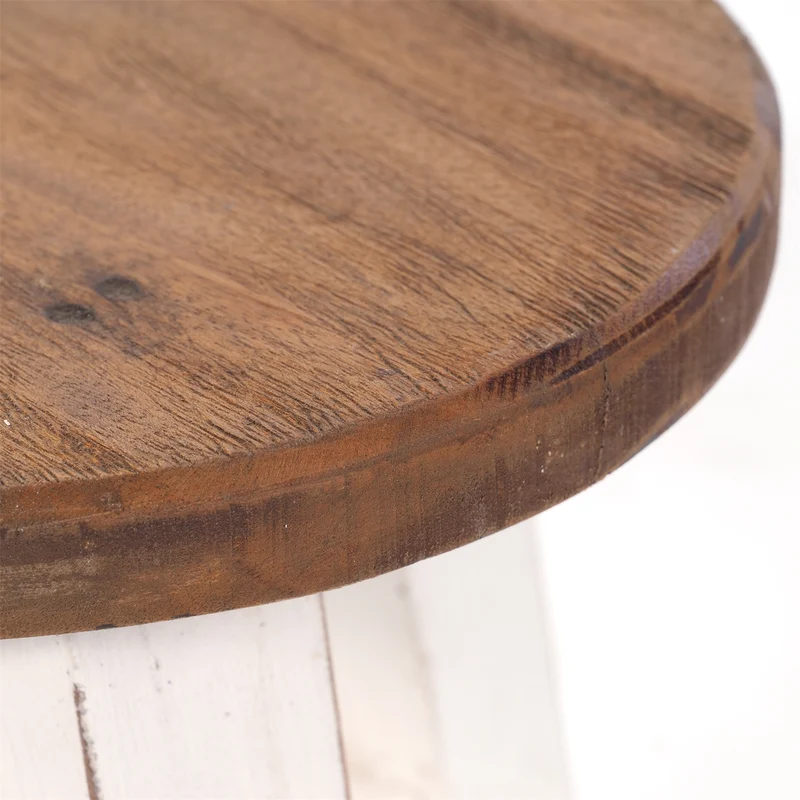 DEKO HOCKER "BERN" | rund, 23,5x20,5 cm (HxB), Mahagoni | Schemel | Farbe: 06 weiß-landhaus