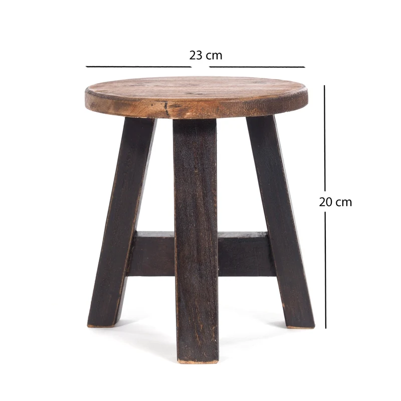 DEKO HOCKER "BERN" | rund, 23,5x20,5 cm (HxB), Mahagoni | Schemel | Farbe: 04 schwarz-natur