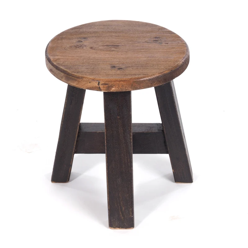 DEKO HOCKER "BERN" | rund, 23,5x20,5 cm (HxB), Mahagoni | Schemel | Farbe: 04 schwarz-natur