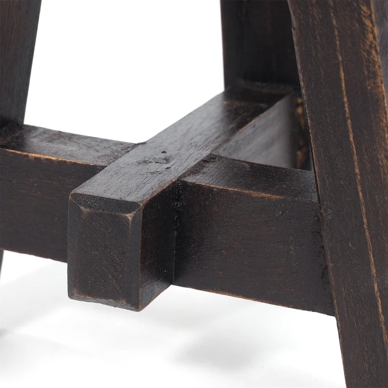 DEKO HOCKER "BERN" | rund, 23,5x20,5 cm (HxB), Mahagoni | Schemel | Farbe: 04 schwarz-natur