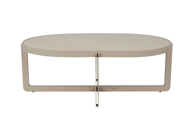 Zuiver Couchtisch Centre Oval – Beige, Stahl, 102 × 68 × 36 cm