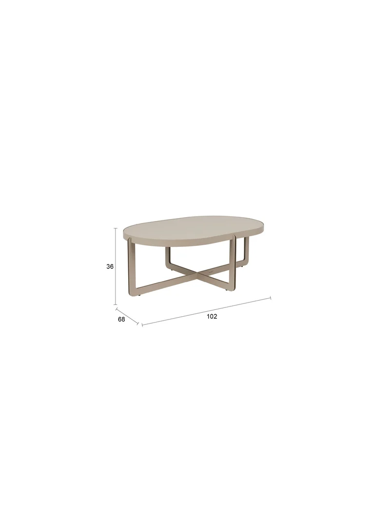 Zuiver Couchtisch Centre Oval – Beige, Stahl, 102 × 68 × 36 cm