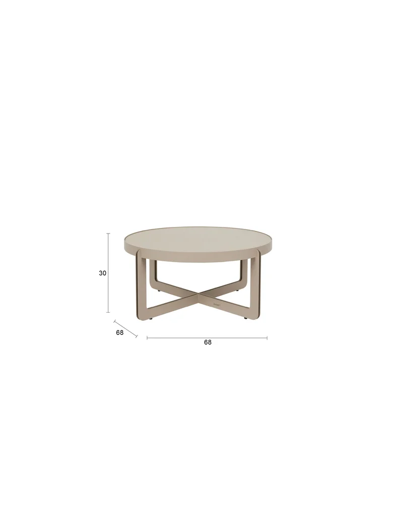 Zuiver Couchtisch Centre Round – Beige, Stahl, 68 × 68 × 30 cm