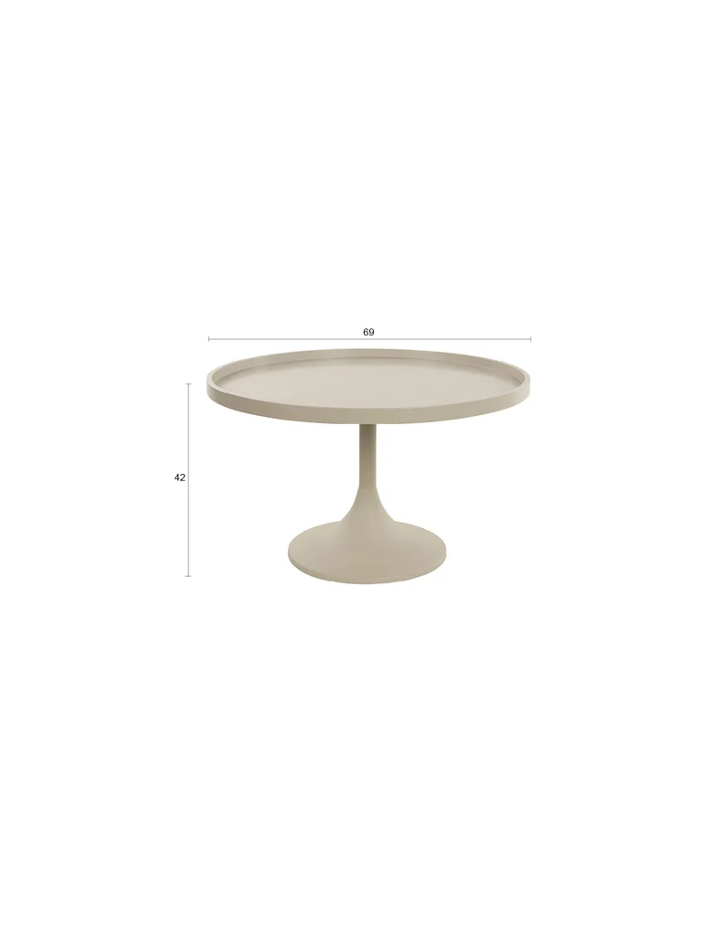 Zuiver Couchtisch Jason – Beige, Stahl, 69 × 69 × 42 cm