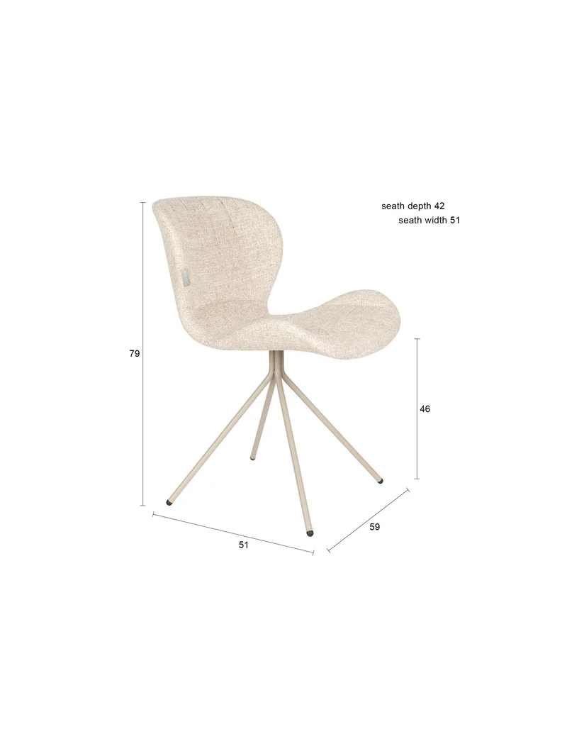 Zuiver Stuhl Omg – Beige, Polyester, 59 × 51 × 79 cm, 2er-Set