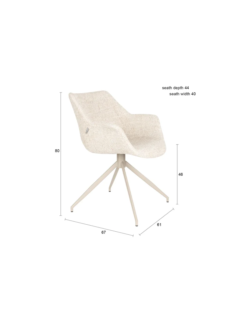 Zuiver Sessel Doulton – Beige, Stoff, 61 × 67 × 80 cm, 2er-Set