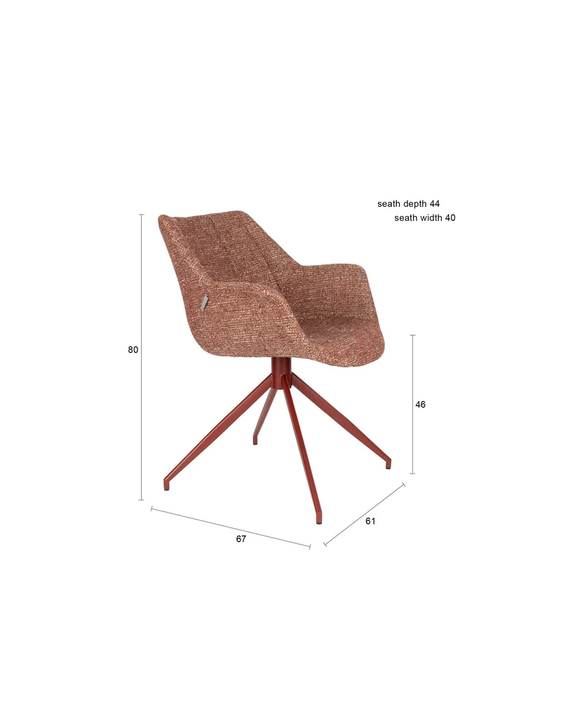 Zuiver Sessel Doulton – Rot, Stoff, 61 × 67 × 80 cm, 2er-Set