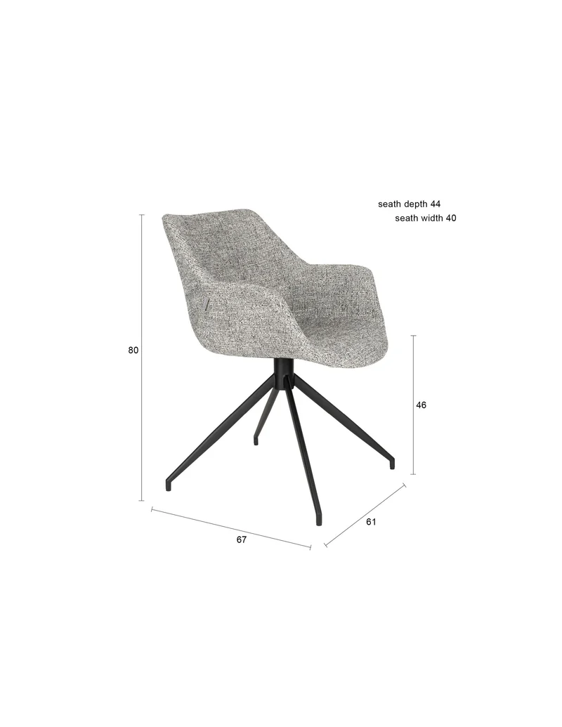 Zuiver Sessel Doulton – Grau, Stoff, 61 × 67 × 80 cm, 2er-Set