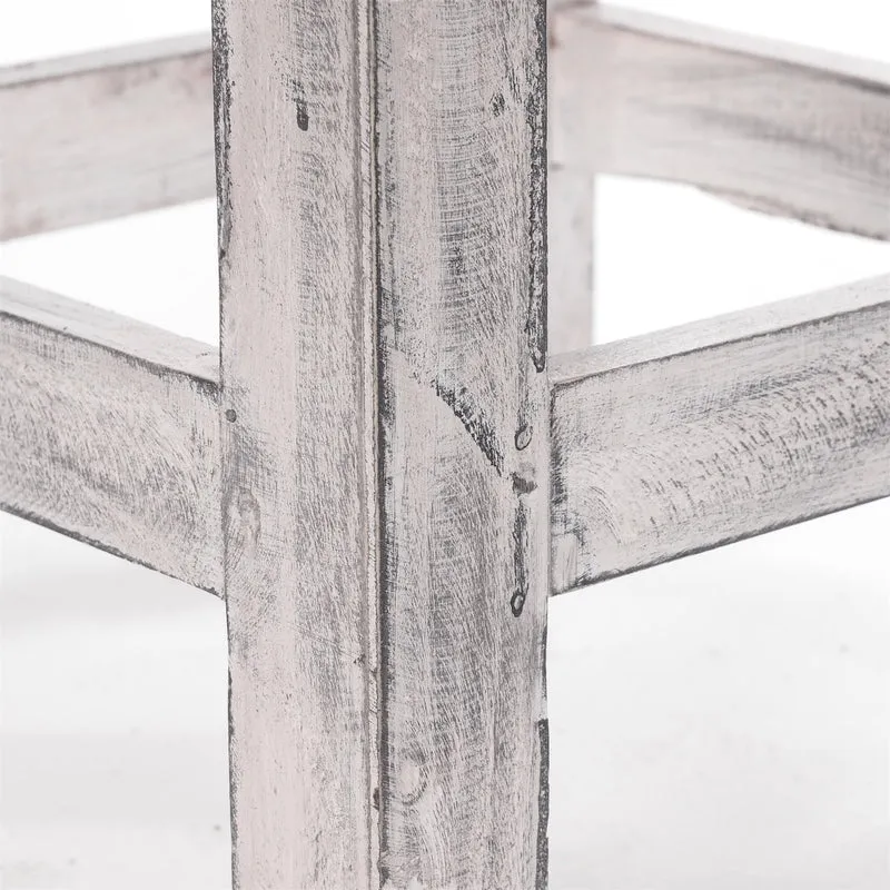 Sitzhocker MADERO | 48x30cm(HxB), Recyclingholz, Holzhocker, Hocker | Farbe: 05 weiß-natur