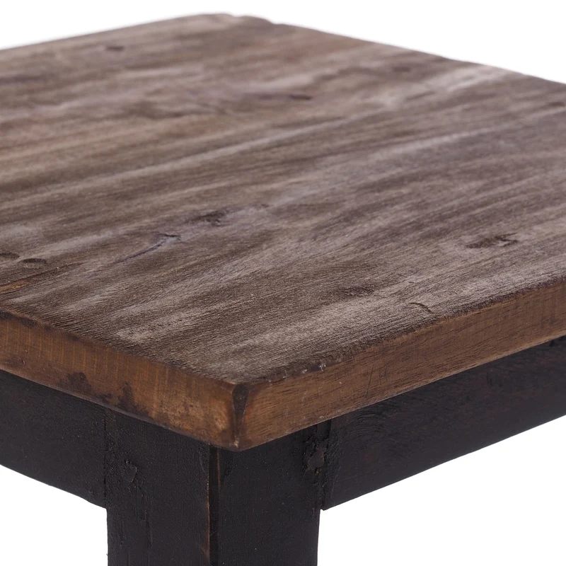 Sitzhocker MADERO | 48x30cm(HxB), Recyclingholz, Holzhocker, Hocker | Farbe: 04 schwarz-natur