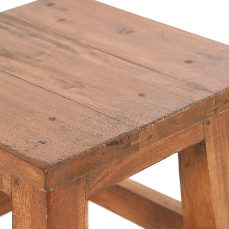 Fusshocker PALO | 27x26cm (HxB), rustikaler Holzhocker Mahagoni Hocker | Farbe: 08 honigfarben gewachst