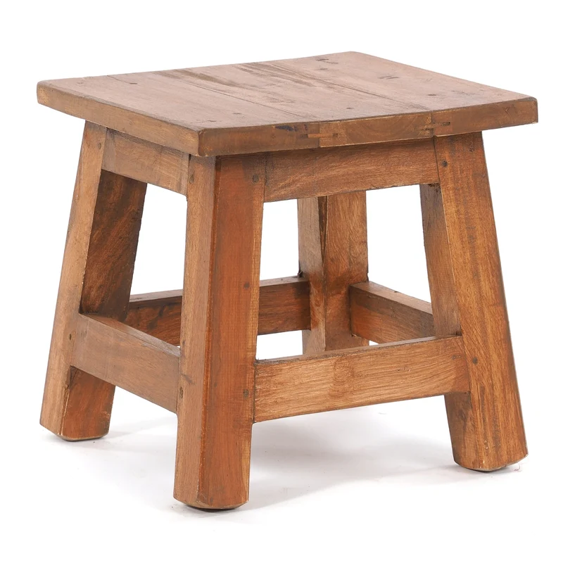 Fusshocker PALO | 27x26cm (HxB), rustikaler Holzhocker Mahagoni Hocker | Farbe: 08 honigfarben gewachst