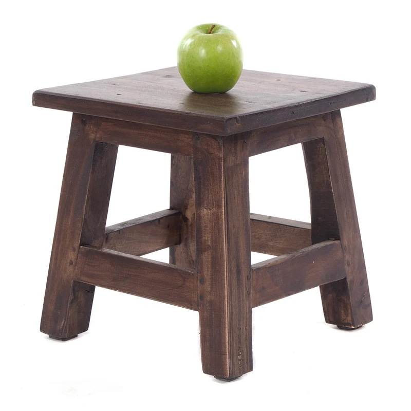 Fusshocker PALO | 27x26cm (HxB), rustikaler Holzhocker Mahagoni Hocker | Farbe: 03 dunkelbraun