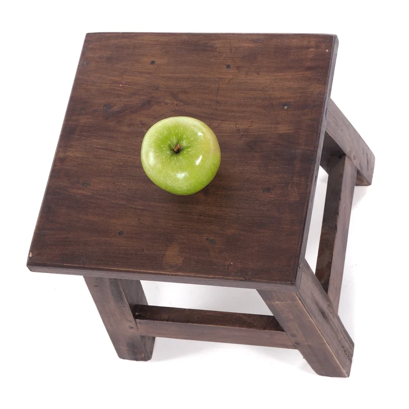 Fusshocker PALO | 27x26cm (HxB), rustikaler Holzhocker Mahagoni Hocker | Farbe: 03 dunkelbraun