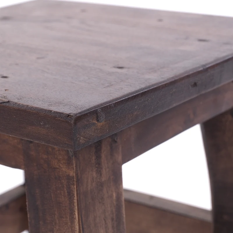 Fusshocker PALO | 27x26cm (HxB), rustikaler Holzhocker Mahagoni Hocker | Farbe: 03 dunkelbraun