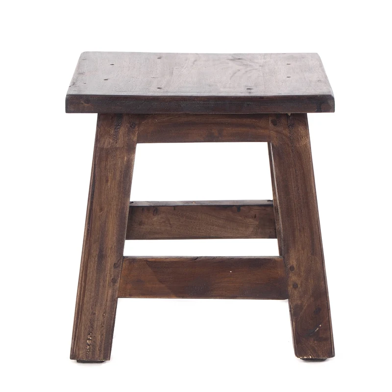 Fusshocker PALO | 27x26cm (HxB), rustikaler Holzhocker Mahagoni Hocker | Farbe: 03 dunkelbraun
