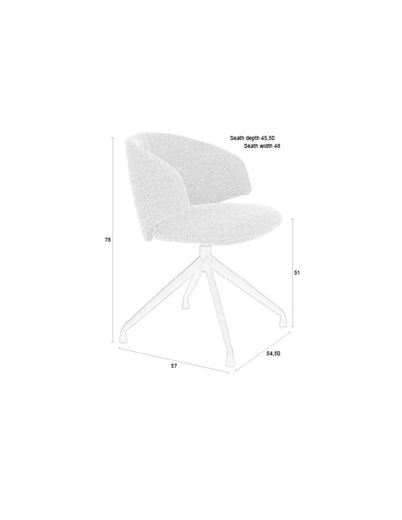 White Label Living Stuhl Balado Drehbar – Braun, Eisen, 57 × 54,5 × 78 cm, 2er-Set