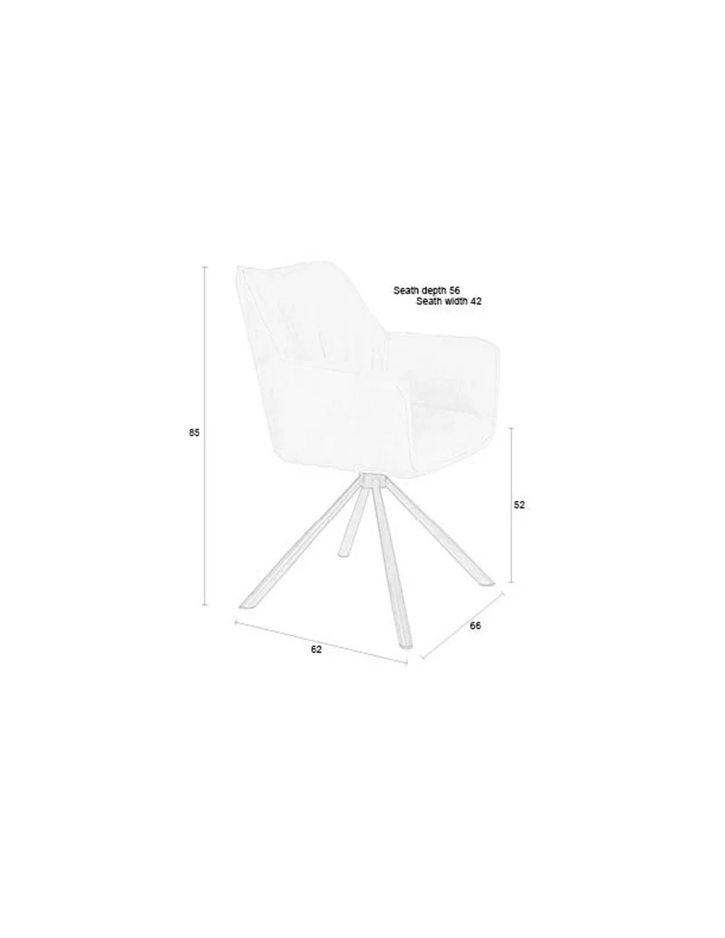 White Label Living Stuhl Kodak – Schwarz, Polyester, 62 × 66 × 85 cm, 2er-Set