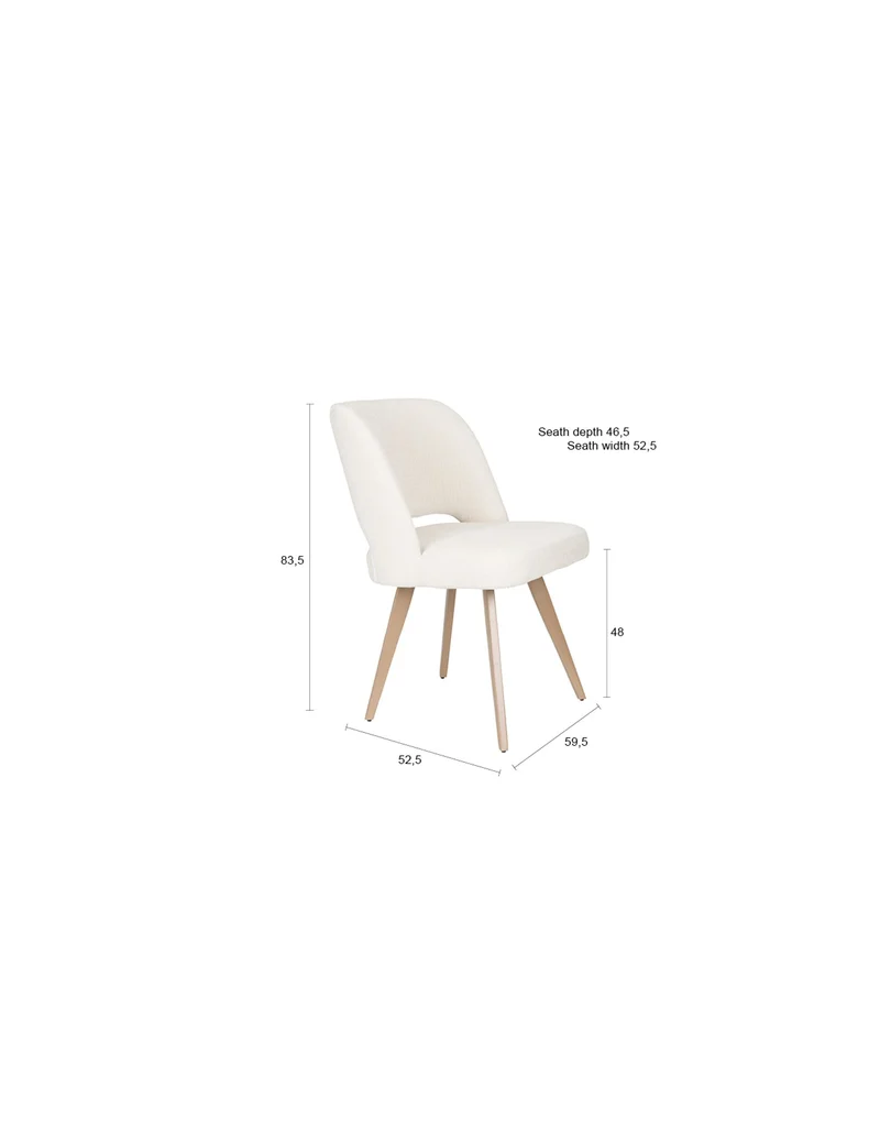 White Label Living Stuhl Yves – Weiß, Polyester, 59,5 × 52,5 × 83,5 cm, 2er-Set
