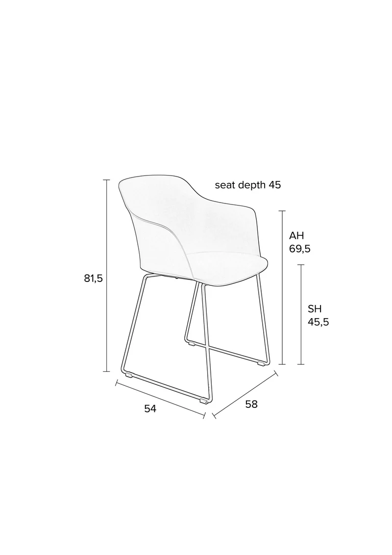 White Label Living Sessel Tango – Weiß, Polypropylen, 54 × 58 × 81,5 cm, 2er-Set
