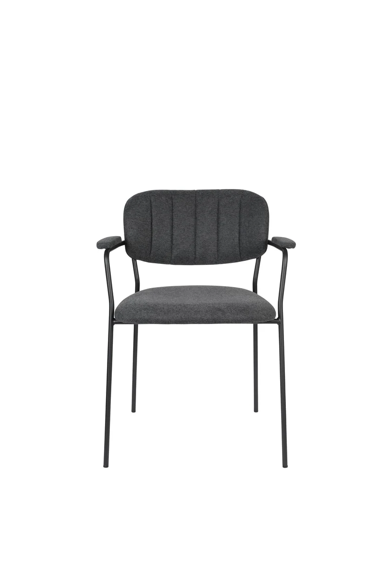 White Label Living Sessel Jolien Schwarz/Dark – Grau, Textil, 56 × 61 × 78 cm, 2er-Set