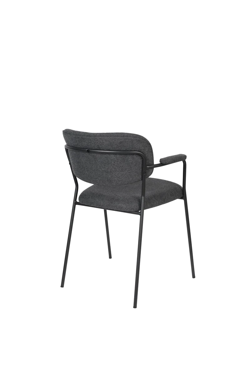 White Label Living Sessel Jolien Schwarz/Dark – Grau, Textil, 56 × 61 × 78 cm, 2er-Set