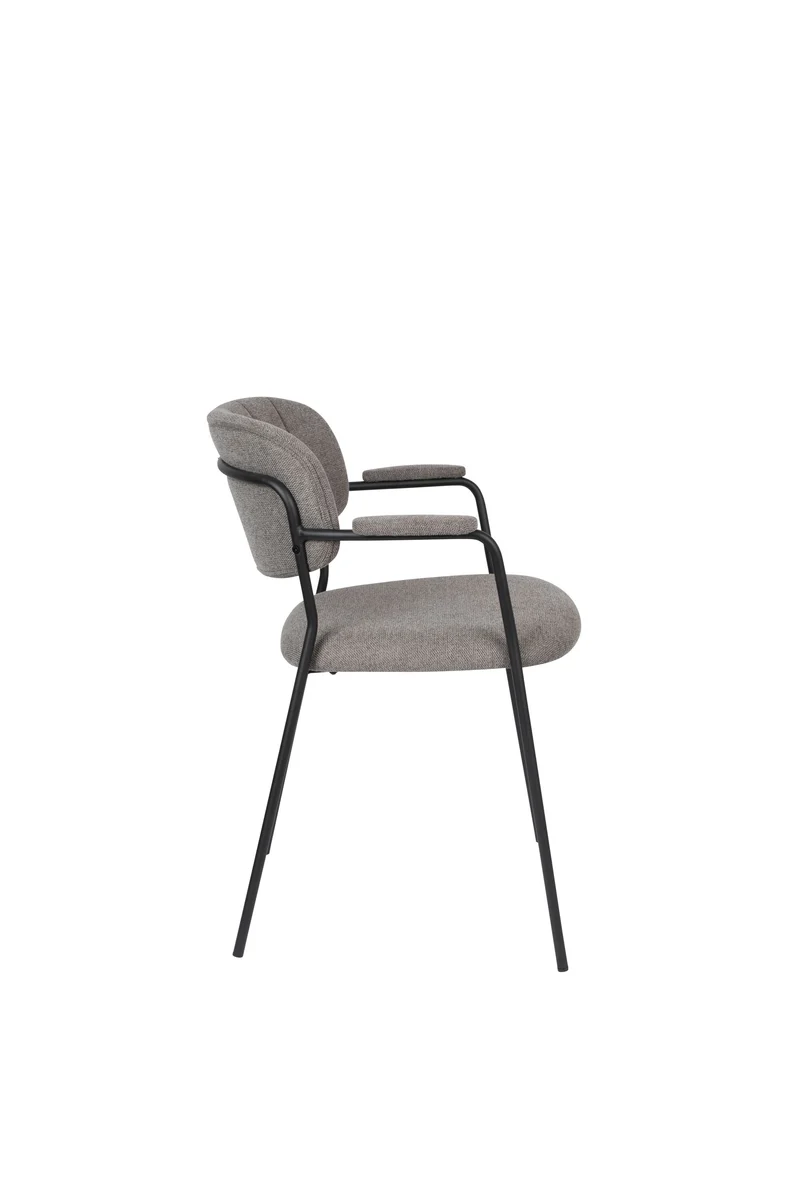 White Label Living Sessel Jolien Schwarz/Grau – Textil, 56 × 61 × 78 cm, 2er-Set