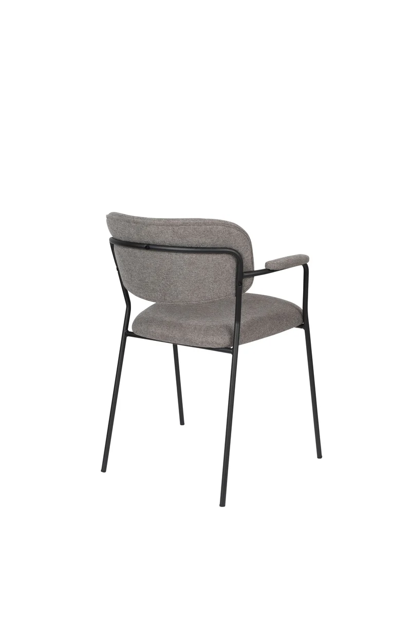 White Label Living Sessel Jolien Schwarz/Grau – Textil, 56 × 61 × 78 cm, 2er-Set