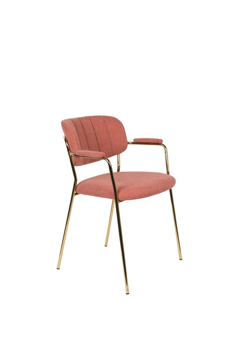 White Label Living Sessel Jolien Gold/Pink – Textil, 56 × 61 × 78 cm, 2er-Set
