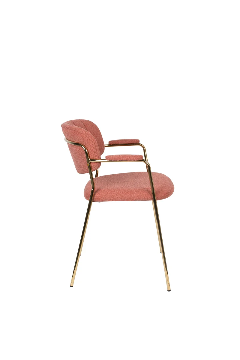 White Label Living Sessel Jolien Gold/Pink – Textil, 56 × 61 × 78 cm, 2er-Set