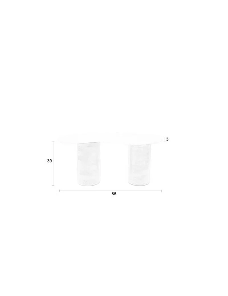 White Label Living Couchtisch Peli – Braun, Marmor, 84 × 48 × 39 cm