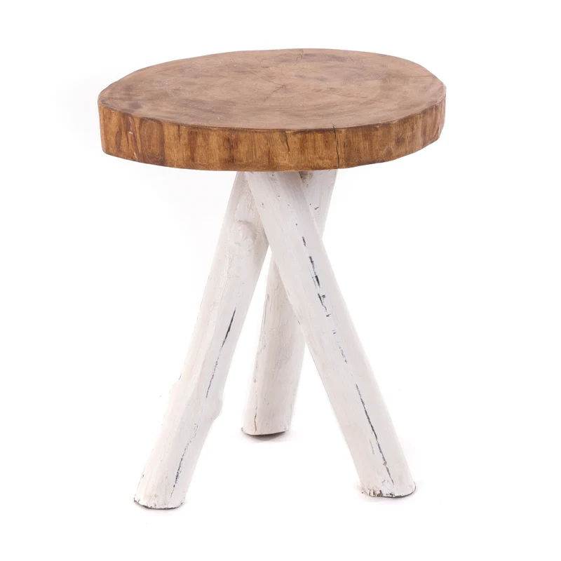 BEISTELLTISCH TEAKHOLZ 40 | 40x34cm (HxB) Massivholz Telefontisch | Farbe: 06 weiß-landhaus