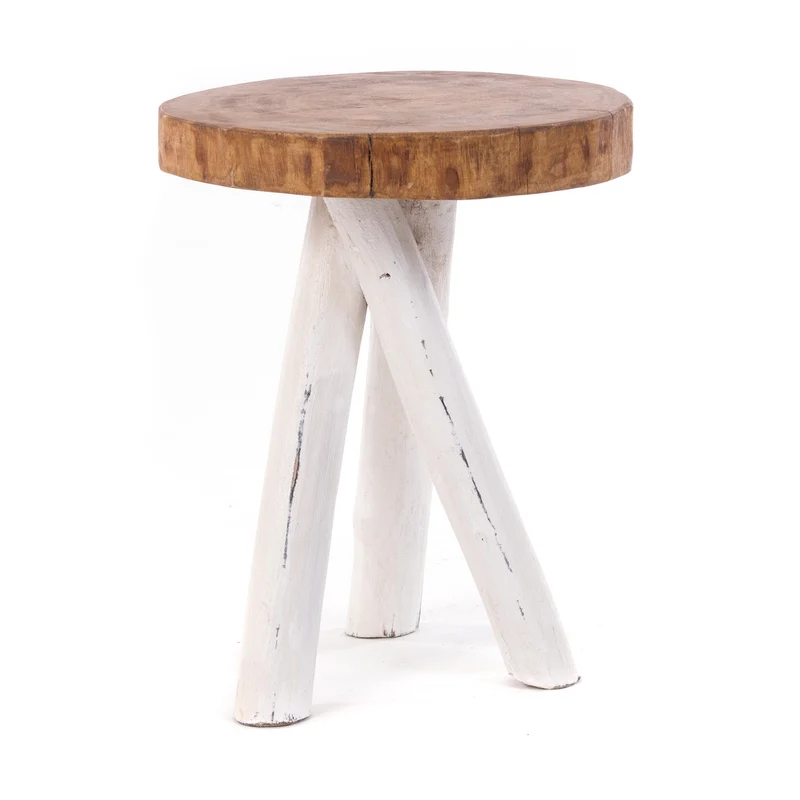 BEISTELLTISCH TEAKHOLZ 40 | 40x34cm (HxB) Massivholz Telefontisch | Farbe: 06 weiß-landhaus