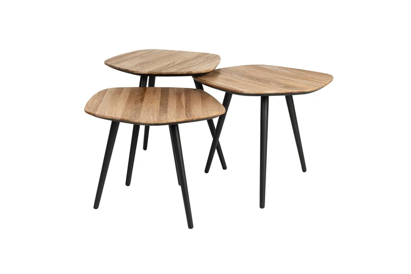 White Label Living Couchtisch Cuties (Set Of 3) – Schwarz, Holz, 46 × 42 × 40 cm