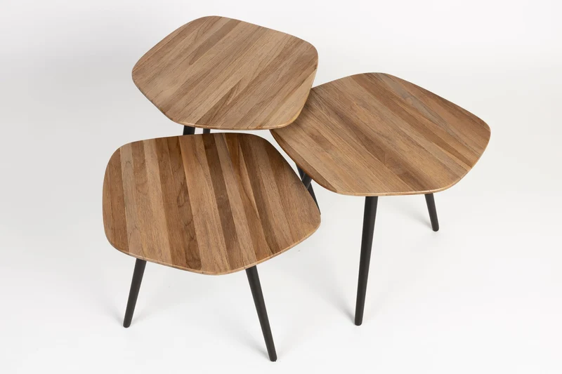 White Label Living Couchtisch Cuties (Set Of 3) – Schwarz, Holz, 46 × 42 × 40 cm